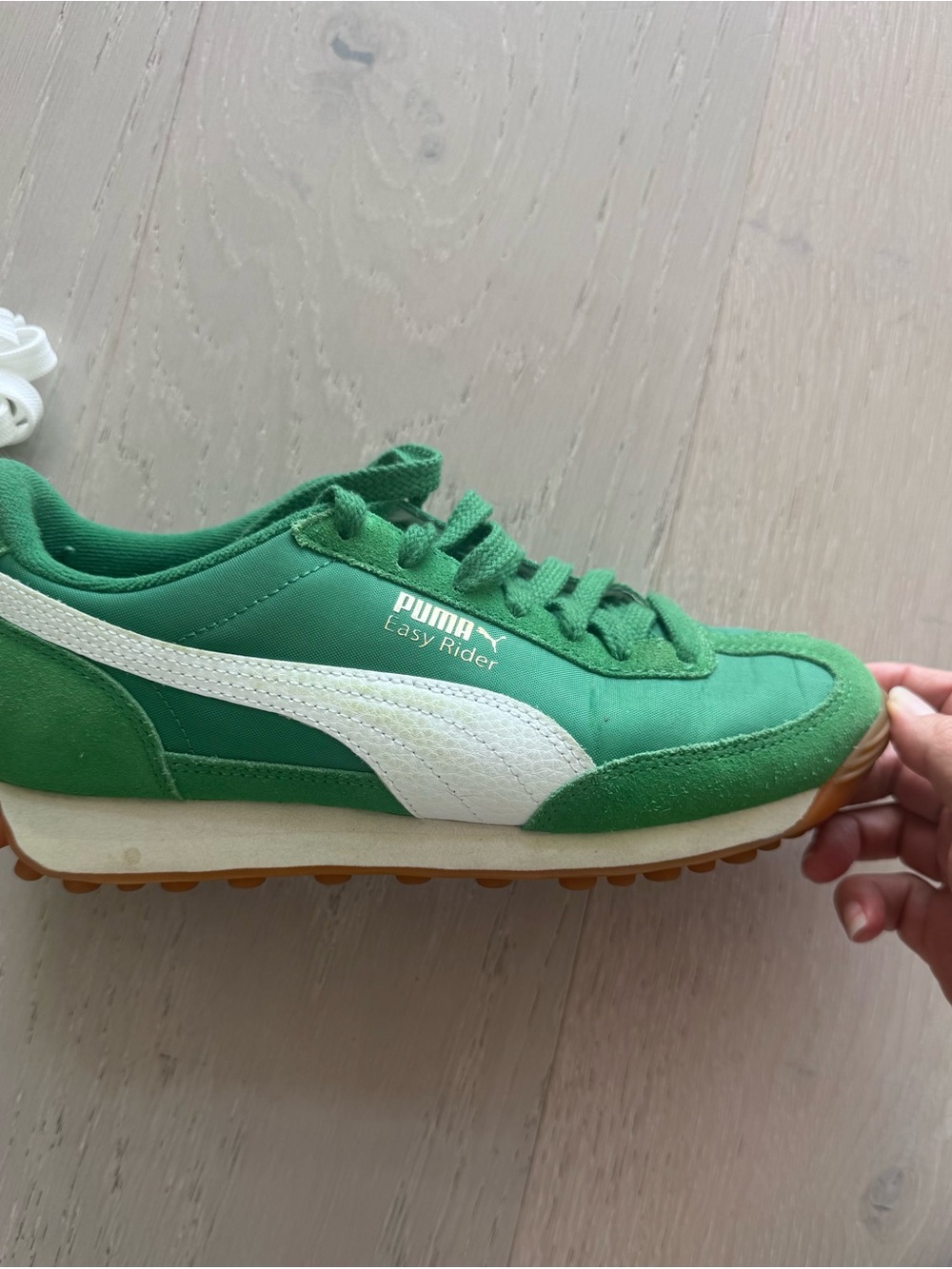 Puma Green and White Easy Rider Low-Top Sneaker